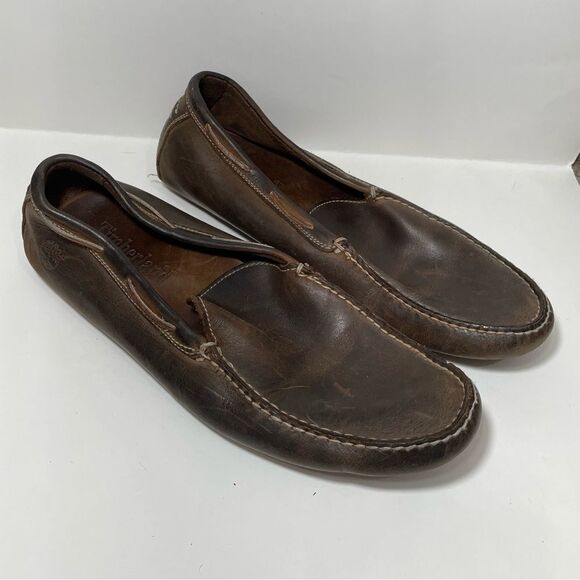 Timberland Brown Leather Slip On Loafers - Picture 8 of 9